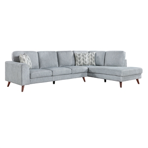 Pemberly Row Chenille 2-Piece Sectional with Right Chaise 300 lbs in Blue-Gray