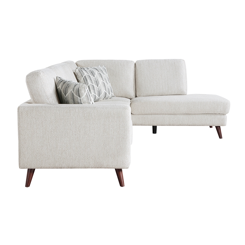 Pemberly Row Chenille 2-Piece Sectional with Right Chaise 300 lbs - Silver Cloud