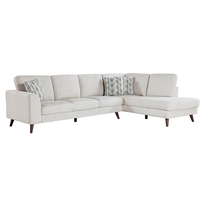 Pemberly Row Chenille 2-Piece Sectional with Right Chaise 300 lbs - Silver Cloud