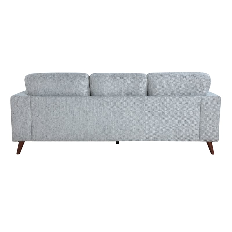 Pemberly Row Chenille Mid-Century Sofa with 2 Pillows 300 lbs in Blue-Gray