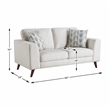 Pemberly Row Mid-Century Loveseat with 2 Pillows 300 lbs in Silver Cloud
