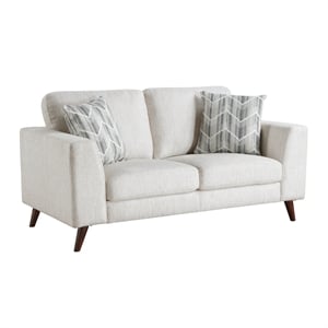 Pemberly Row Mid-Century Loveseat with 2 Pillows 300 lbs in Silver Cloud