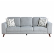 Pemberly Row Chenille Mid-Century Loveseat with 2 Pillows 300 lbs in Blue-Gray