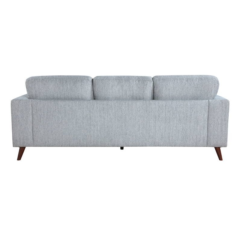 Pemberly Row Chenille Mid-Century Loveseat with 2 Pillows 300 lbs in Blue-Gray