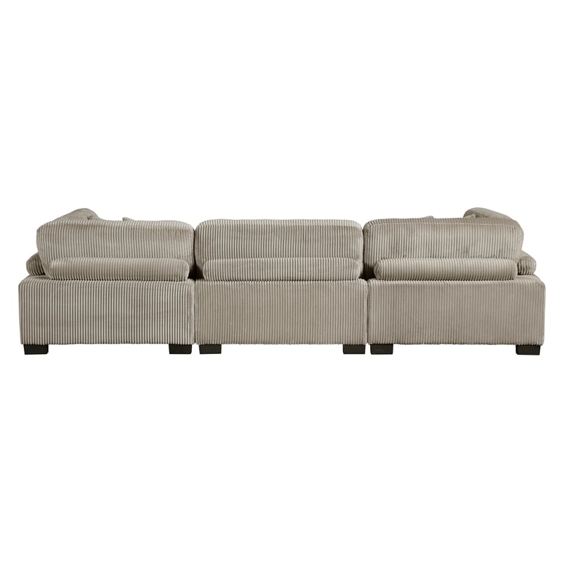 Pemberly Row Corduroy Modular Sofa with Adjustable Back 5 Pillows in Taupe