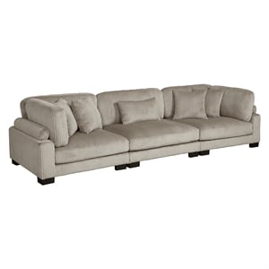 Pemberly Row Corduroy Modular Sofa with Adjustable Back 5 Pillows in Taupe