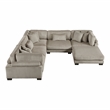 Pemberly Row Corduroy 6-Piece Modular Sectional with Ottoman 8 Pillows in Taupe
