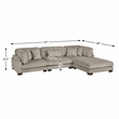 Pemberly Row Corduroy 4-Piece Modular Sectional with Ottoman 5 Pillows in Taupe