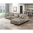 Pemberly Row Corduroy 4-Piece Modular Sectional with Ottoman 5 Pillows in Taupe