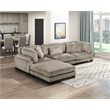Pemberly Row Corduroy 4-Piece Modular Sectional with Ottoman 5 Pillows in Taupe