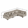 Pemberly Row Corduroy 4-Piece Modular Sectional with 6 Pillows 300 lbs in Taupe