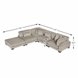 Pemberly Row Corduroy 5-Piece Modular Sectional with Ottoman 6 Pillows in Taupe