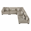Pemberly Row Corduroy 5-Piece Modular Sectional with 7 Pillows 300 lbs in Taupe