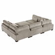Pemberly Row Corduroy 6-Piece Modular Sectional with Ottoman 7 Pillows in Taupe