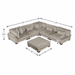 Pemberly Row Corduroy 6-Piece Modular Sectional with Ottoman 7 Pillows in Taupe