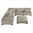 Pemberly Row Corduroy 6-Piece Modular Sectional with Ottoman 7 Pillows in Taupe