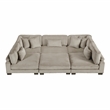 Pemberly Row Corduroy 6-Piece Modular Sectional with Ottoman 7 Pillows in Taupe