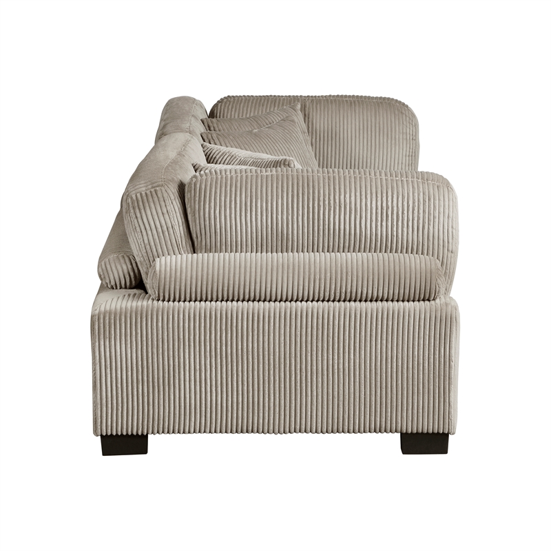 Pemberly Row Corduroy Modular Loveseat with 4 Pillows 300 lbs in Taupe