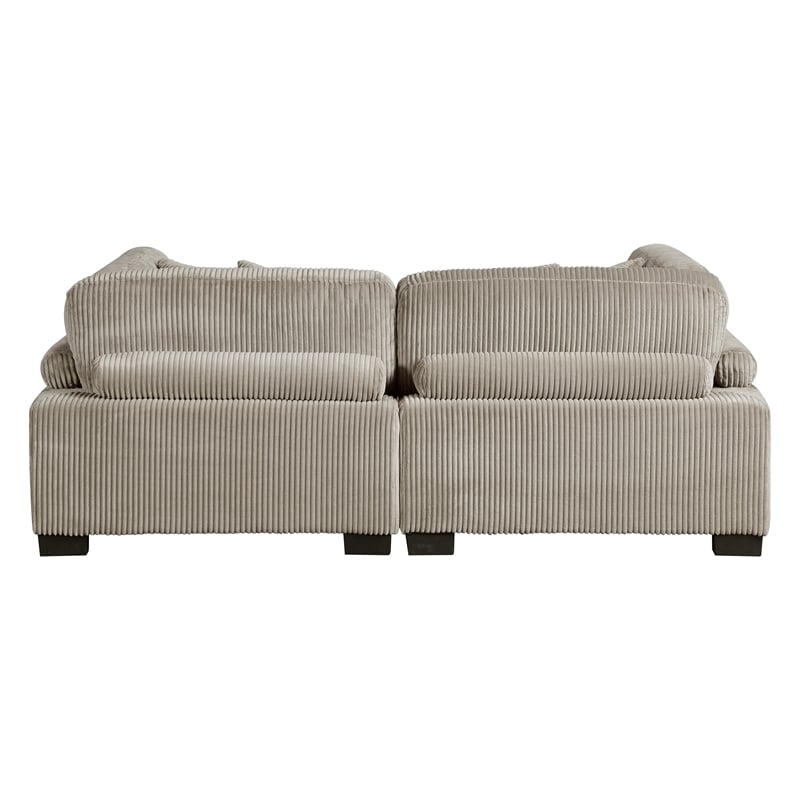 Pemberly Row Corduroy Modular Loveseat with 4 Pillows 300 lbs in Taupe