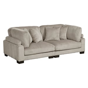Pemberly Row Corduroy Modular Loveseat with 4 Pillows 300 lbs in Taupe