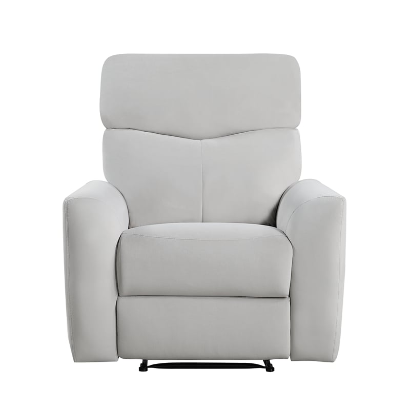 Pemberly Row Velvet Manual Reclining Accent Chair 300 lbs in Gray