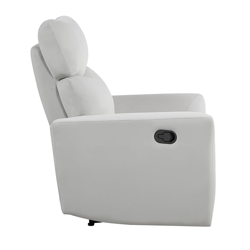 Pemberly Row Velvet Manual Reclining Accent Chair 300 lbs in Gray