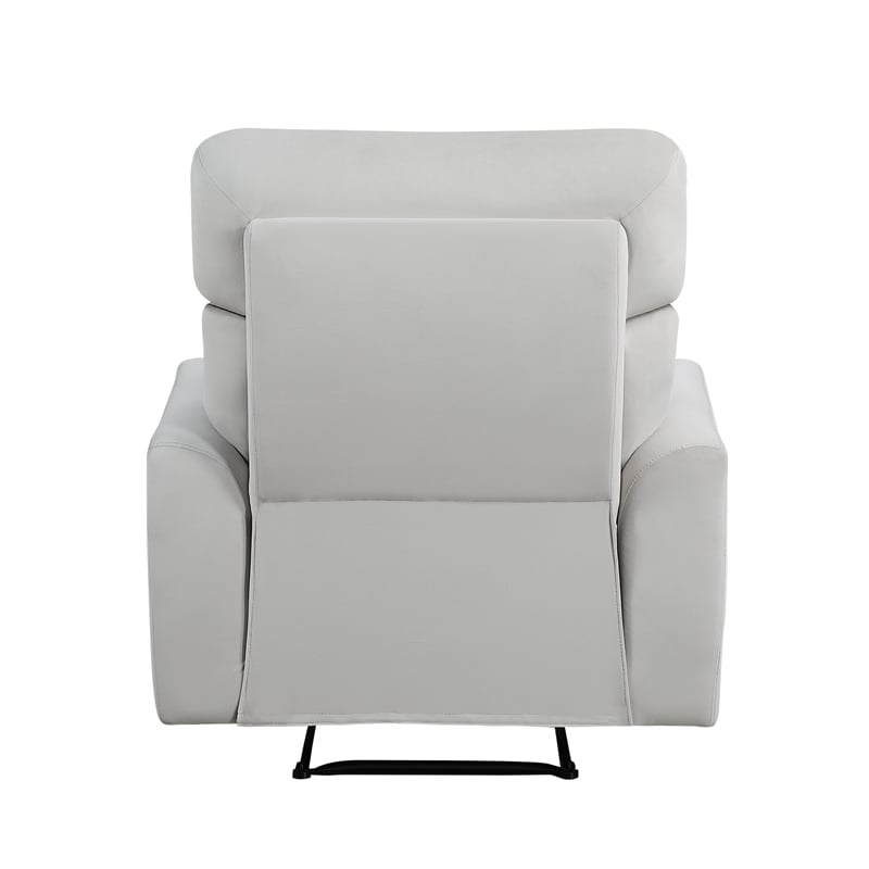 Pemberly Row Velvet Manual Reclining Accent Chair 300 lbs in Gray