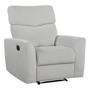 Pemberly Row Velvet Manual Reclining Accent Chair 300 lbs in Gray