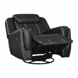 Pemberly Row Faux Leather Swivel Glider Recliner 360-Degree 300 lbs in Black