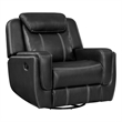Pemberly Row Faux Leather Swivel Glider Recliner 360-Degree 300 lbs in Black