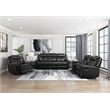 Pemberly Row Faux Leather Dual Reclining Loveseat with Console and USB in Black