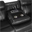 Pemberly Row Dual Reclining Sofa with Drop-Down Console & USB in Black