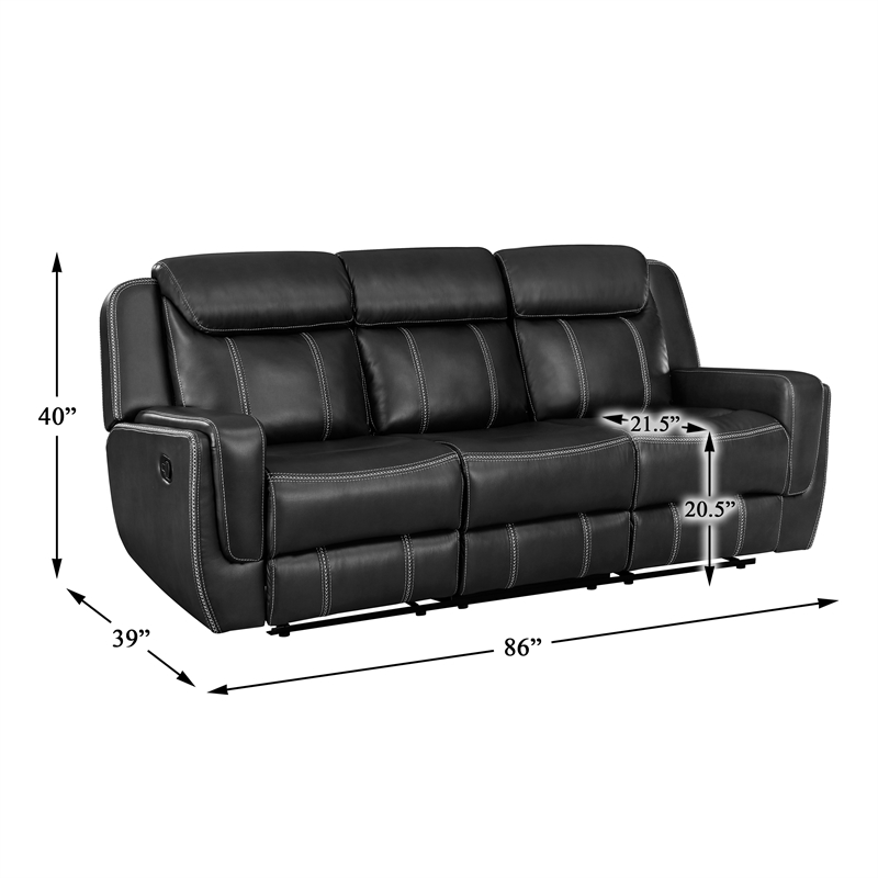 Pemberly Row Dual Reclining Sofa with Drop-Down Console & USB in Black