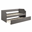 Pemberly Row Textured Fabric Daybed with Trundle and Nailhead Trim in Dark Gray