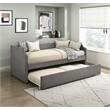 Pemberly Row Textured Fabric Daybed with Trundle and Nailhead Trim in Dark Gray