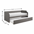 Pemberly Row Textured Fabric Daybed with Trundle and Nailhead Trim in Dark Gray