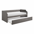 Pemberly Row Textured Fabric Daybed with Trundle and Nailhead Trim in Dark Gray
