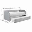 Pemberly Row Textured Fabric Daybed with Trundle and Nailhead Trim in Light Gray