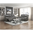 Pemberly Row Polished Microfiber Dual Reclining Sofa 300 lbs in Gray
