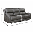 Pemberly Row Polished Microfiber Dual Reclining Sofa 300 lbs in Gray