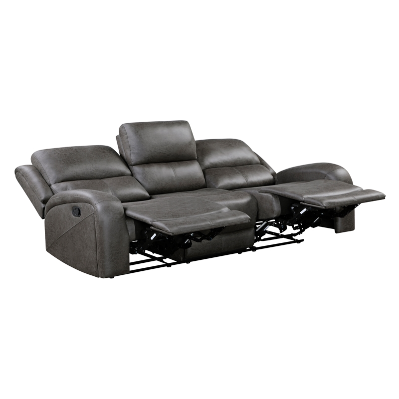 Pemberly Row Polished Microfiber 2-Piece Reclining Sofa and Loveseat Set in Gray