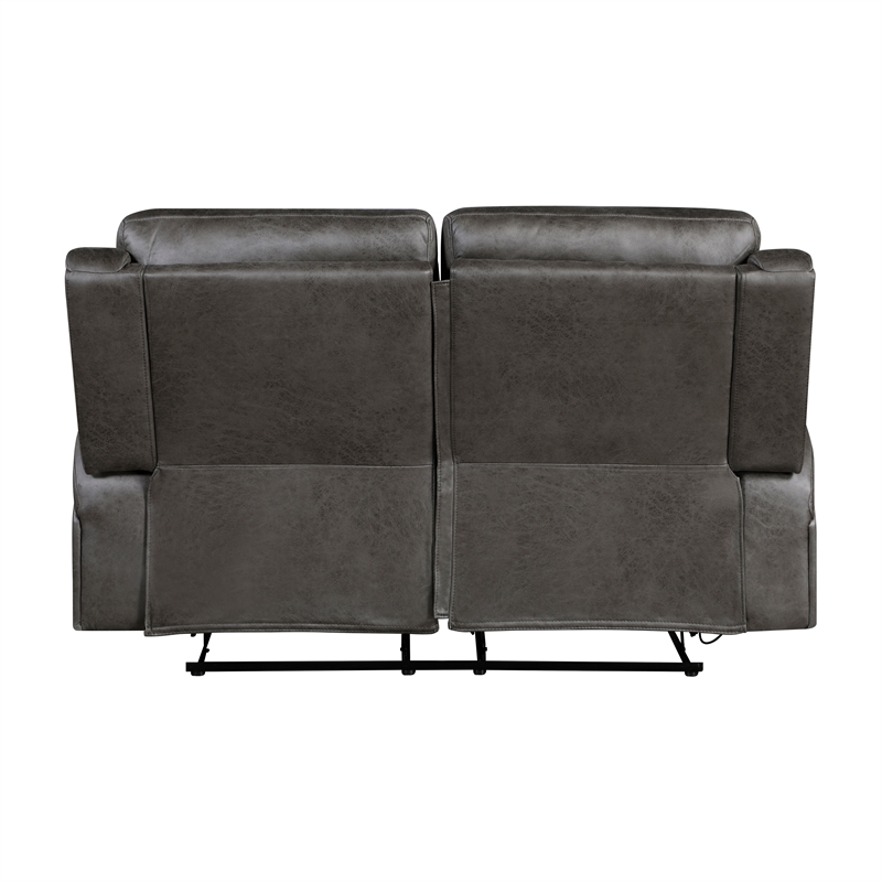 Pemberly Row Polished Microfiber 2-Piece Reclining Sofa and Loveseat Set in Gray