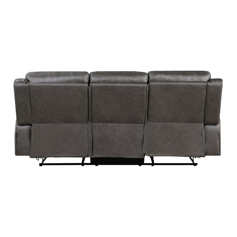 Pemberly Row Polished Microfiber 2-Piece Reclining Sofa and Loveseat Set in Gray