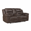 Pemberly Row Microfiber 2-Piece Reclining Sofa & Loveseat Set in Dark Brown