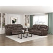 Pemberly Row Microfiber 2-Piece Reclining Sofa & Loveseat Set in Dark Brown