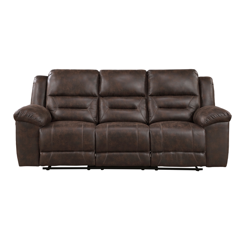 Pemberly Row Microfiber 2-Piece Reclining Sofa & Loveseat Set in Dark Brown