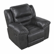 Pemberly Row Polished Microfiber Rocker Recliner with Tab Pull 300 lbs in Black