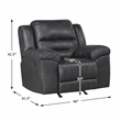 Pemberly Row Polished Microfiber Rocker Recliner with Tab Pull 300 lbs in Black