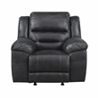 Pemberly Row Polished Microfiber Rocker Recliner with Tab Pull 300 lbs in Black