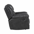 Pemberly Row Polished Microfiber Rocker Recliner with Tab Pull 300 lbs in Black